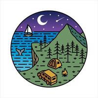 Natural moonlight scenery in the frame illustration vector