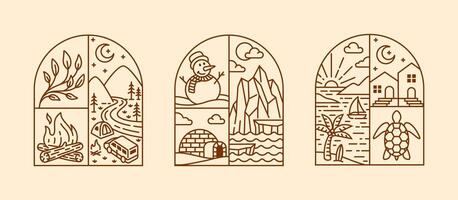 Natural many kinds of view in the form of a window vector