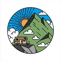 Natural scenery hill in the frame illustration vector