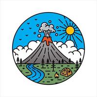 Scenery volcano in the frame illustration vector