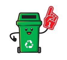 Trash can mascot character number one design vector
