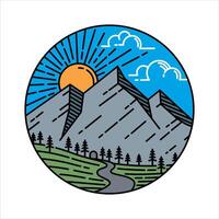 Scenery rock mountain in the frame illustration vector