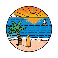 Scenery beach in the frame illustration vector