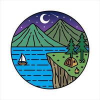 Natural scenery moonlight in the frame illustration vector