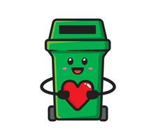 Trash can mascot character design vector