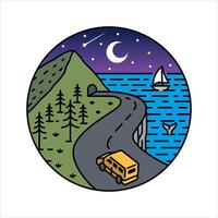 Scenery car in the frame illustration vector
