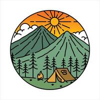 Scenery mountains in the frame illustration vector