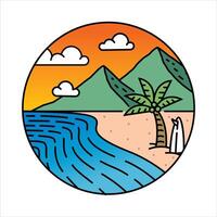 Natural beach scenery in the frame illustration vector