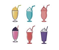 Mixed Colorful Drinks and Cold Tasty Juice in Glass Cups vector
