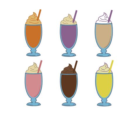 Sweet Colorful Drinks and Cold Tasty Juice with Straws