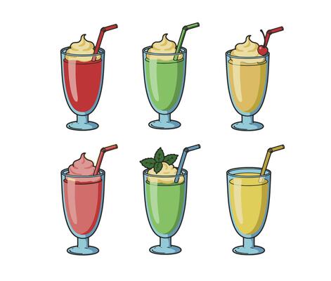 Icy Cold Drinks and Colorful Tasty Juice in Glasses