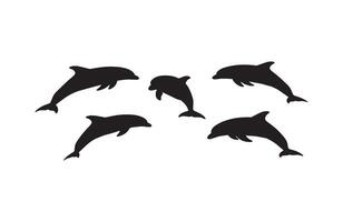 Marine life dolphin silhouette art with ocean shadow effect for creative projects vector