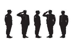 Soldiers in full military uniform performing a symbolic salute for unity and respect vector
