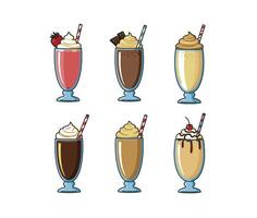 Tasty Cold Drinks and Colorful Juice in Refreshing Glasses vector