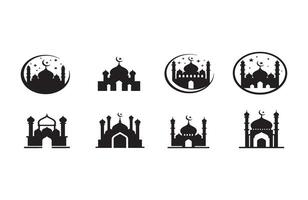 Holy Crescent Mosque Icons for Spiritual and Devotional Graphics vector