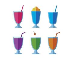 Cold Flavorful Drinks and Colorful Tasty Juice with Straws vector