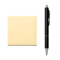 Square sticky note pad with pen on transparent background for business use in an organized workspace png