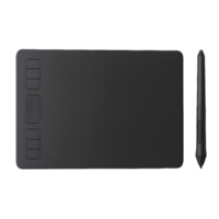 Digital drawing tablet with pen on transparent background creative workspace technology close-up unique design concept png