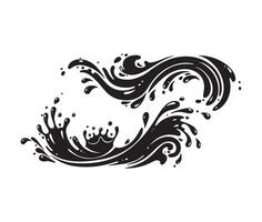 Creative flowing water wave with abstract splash details vector