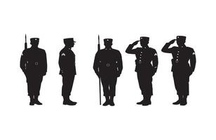Officers in ceremonial uniform saluting in honor of military traditions vector