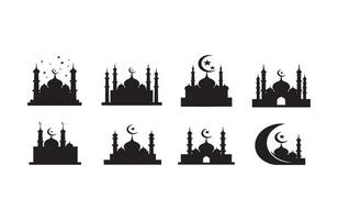 Eid Mubarak Mosque Silhouette Graphics for Religious Concepts vector