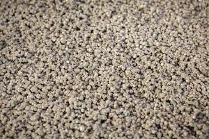 A detailed view of small, uniformly sized granules in light gray, showcasing a rough texture. The material appears suitable for construction use. photo