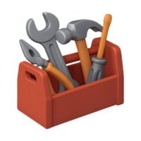 Assorted tools in toolbox on transparent background digital graphic home improvement environment focused viewpoint png