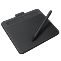 Digital drawing tablet with stylus transparent background creative workspace art environment top-down view innovation concept png