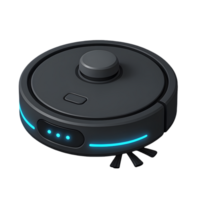 Efficient robot vacuum cleaner with led lights transparent background home environment modern design technology concept png