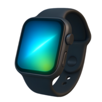 Modern smartwatch glowing screen transparent background technology digital environment close-up view for enhanced style png