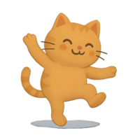 Dancing cat with one leg up transparent background playful animation whimsical environment joyful concept png
