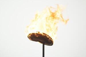 A small flame is burning on top of a wooden object photo