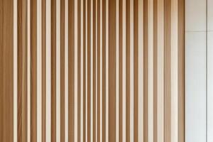A long wooden wall with a series of brown stripes photo