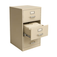 Open drawer of filing cabinet with transparent background business environment office content detailed view png