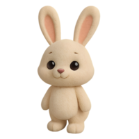 Transparent background fluffy bunny with long ears standing up in a playful environment png