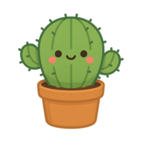 Kawaii cactus with blushing cheeks transparent background fun illustration playful vibes whimsical style png
