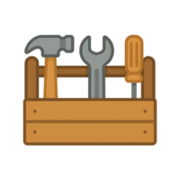 Transparent toolbox with simple tools underneath digital image minimalist background close-up view craftsmanship concept png