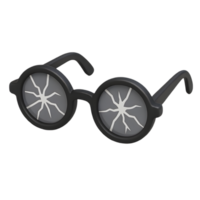 Cracked lenses in broken glasses transparent background creative imagery studio setting close-up view artistic concept png
