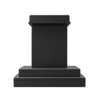 A dark gray podium with a rectangular top and a two tiered base against a transparent background png