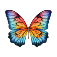 A colorful butterfly with wings spread open against a transparent background in a front facing view png