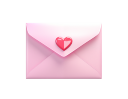 A pink envelope sealed with a red heart shaped clasp on a transparent background in a studio shot png