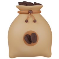 3d render Coffee bag with beans illustration png