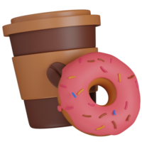 3d render Coffee and donut illustration png