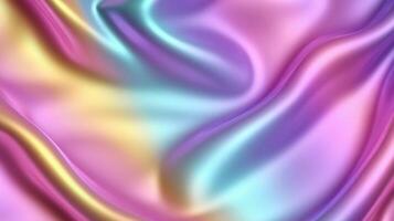 Colorful metallic fabric creating a retro holographic feel reminiscent of 90s and 2000s nostalgia with smooth waves and vibrant hues photo