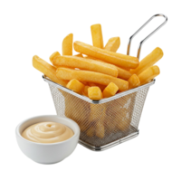French fries with sauce isolated on transparent background png