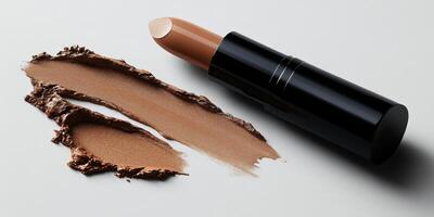 High-quality makeup stick and swatch showing creamy texture on smooth surface for beauty enthusiasts and professionals photo