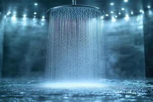 A shower head with water coming out of it photo