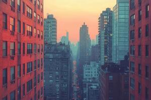 A view of the city from the top of a building photo