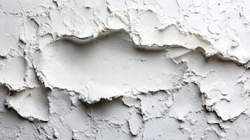 Peeling white paint revealing textured surface on wall in natural light during daytime photo