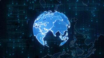 World network connection, hologram interface futuristic technology global digital data concept, seamless loop animation background video